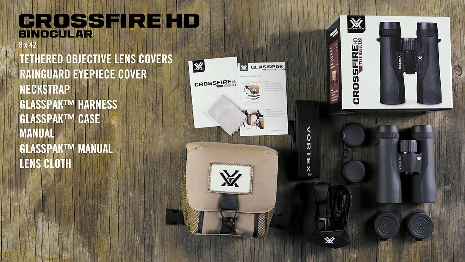 Vortex Crossfire HD 8x42 Binoculars | HD Optics, Tripod Adaptable, Waterproof, Fogproof, Shockproof, Included GlassPak Harness - Unlimited, Unconditional Warranty - Image 6