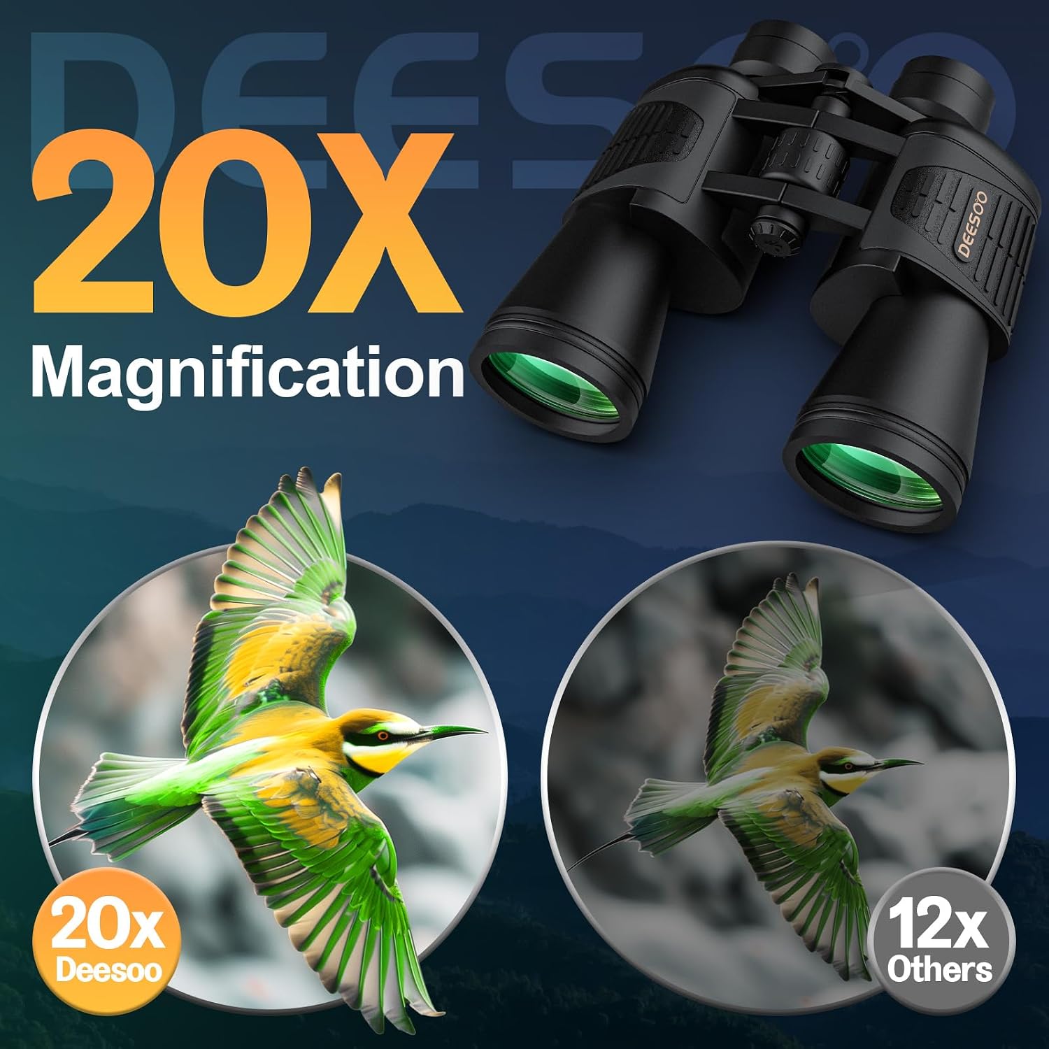 20x52 Binoculars for Adults High Powered | HD Vision, Large View, BAK4 Prism, Professional for Bird Watching, Cruise Ship, Hunting, Travel, Hiking, Gifts for Men - Image 2