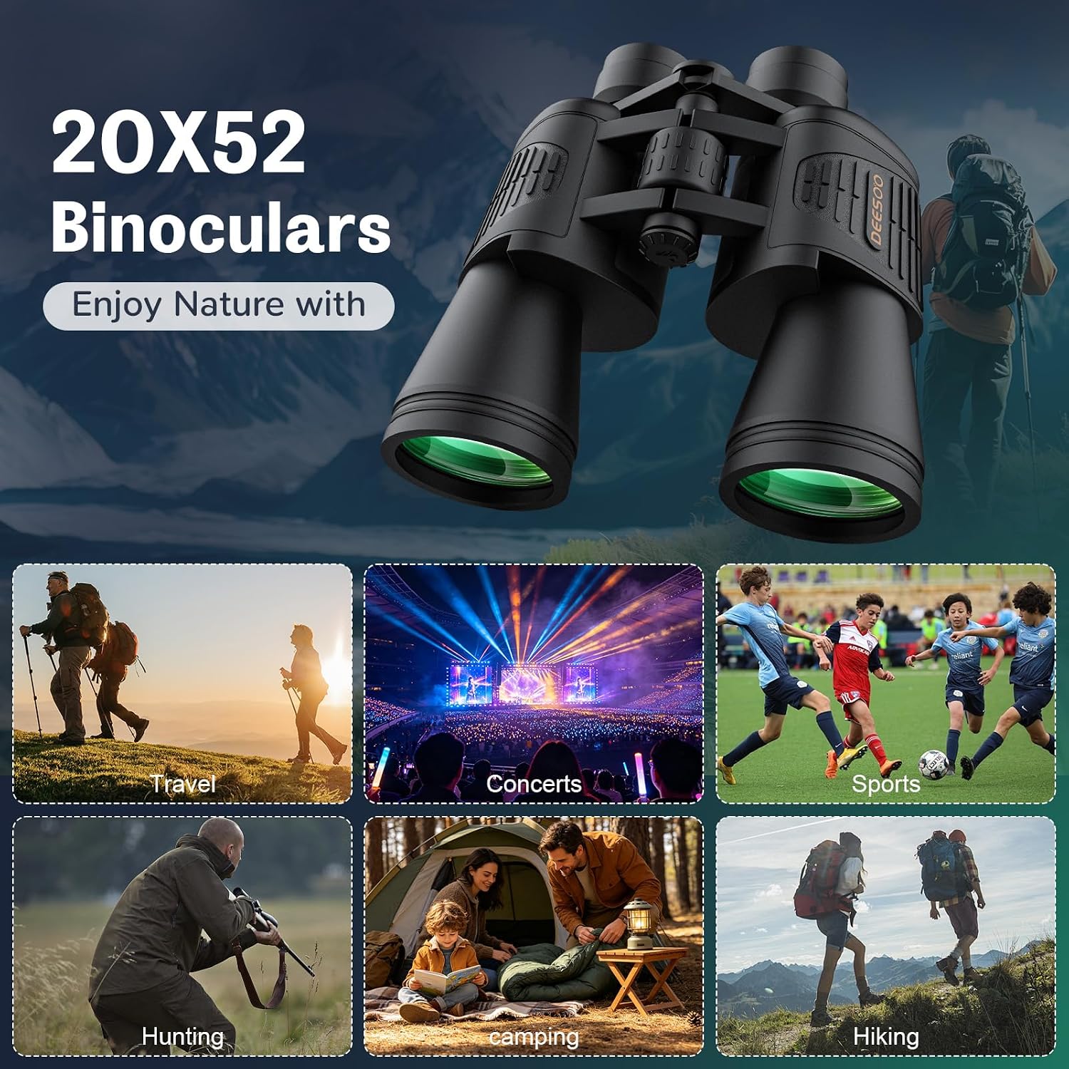 20x52 Binoculars for Adults High Powered | HD Vision, Large View, BAK4 Prism, Professional for Bird Watching, Cruise Ship, Hunting, Travel, Hiking, Gifts for Men - Image 8