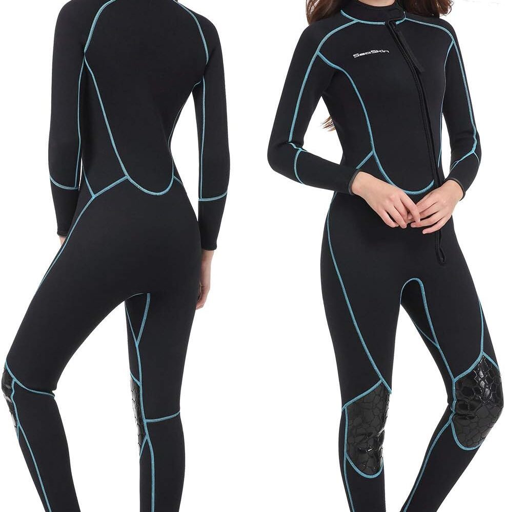 Seaskin Mens 3mm Shorty Wetsuit Womens, Full Body Diving Suit Front Zip | Wetsuit for Diving Snorkeling Kayaking Swimming