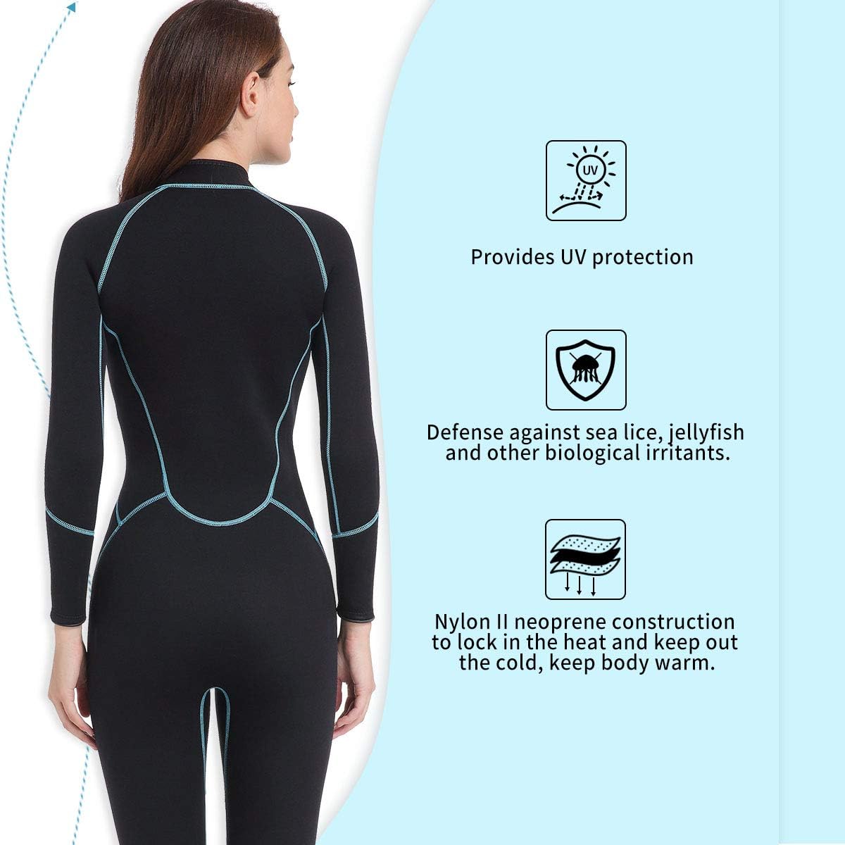 Seaskin Mens 3mm Shorty Wetsuit Womens, Full Body Diving Suit Front Zip | Wetsuit for Diving Snorkeling Kayaking Swimming - Image 4