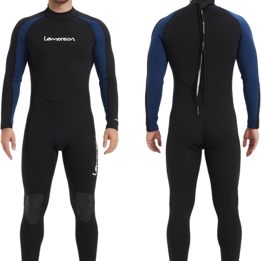 Lemorecn Men's Wetsuit 3/2mm and 5/4mm,Full Wetsuits for Men,Men‘s 3mm Full Wetsuit Front Zip for Diving Snorkeling Surfing Swimming